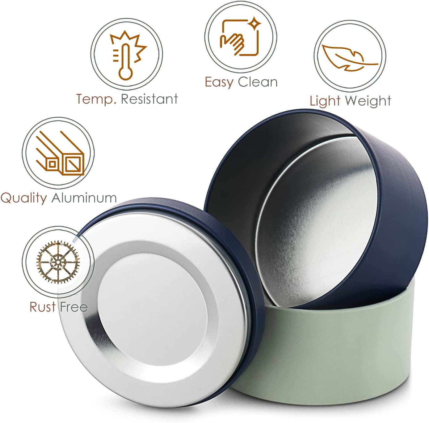 Hearth & Harbor Tin Candle Jars for Making Candles - DIY Candle Containers with Lids - Metal Candle Jars - Bulk Tins Storage for Candle - (24 Pieces) - (8 Ounces) - Solid Navy and Sage