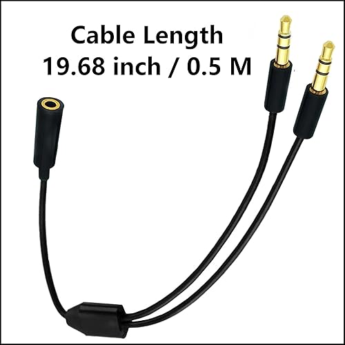 Miniatura 5 de Divisor de audio para auriculares de 0.138 in hembra a 2 macho dual de 0.138 in TRS Y cable divisor chapado en oro para Smartphone PC Mp3/4