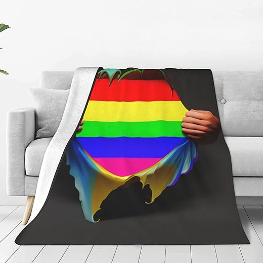 Soft Cozy Flannel Throw Blanket 50 x 60 in,Gay Pride Rainbow LGBT Pull Apart Warm Large Decorative Throw Blanket for Couch Sofa Living Room