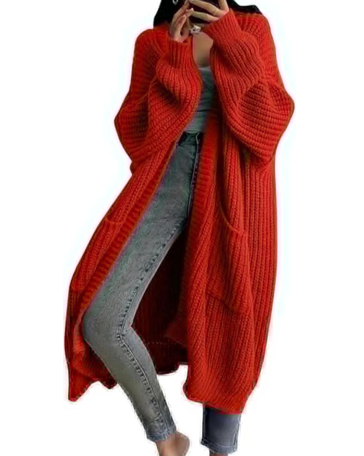 Womens Cute Slouchy Heavy Cardigan Chunky Cable Sweaters Long Daily Coats