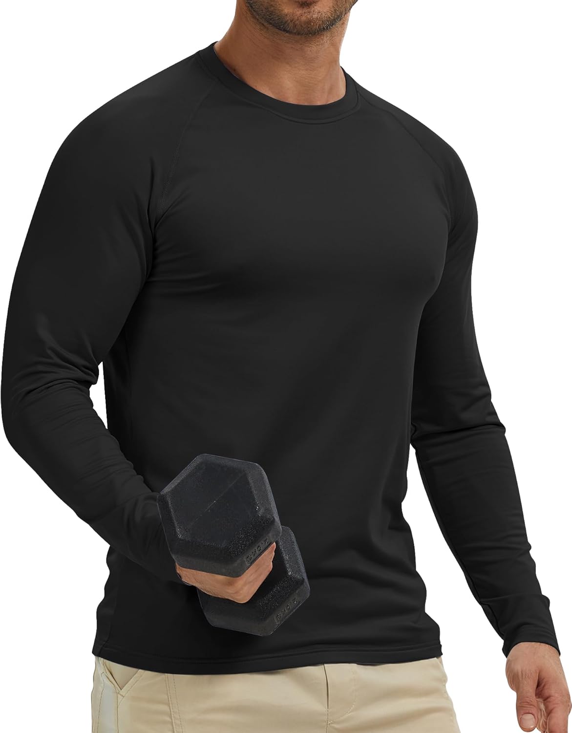 Men's Thermal Shirts Long Sleeve Fleece Lined Crew Neck Base Layer Athletic Workout Tops