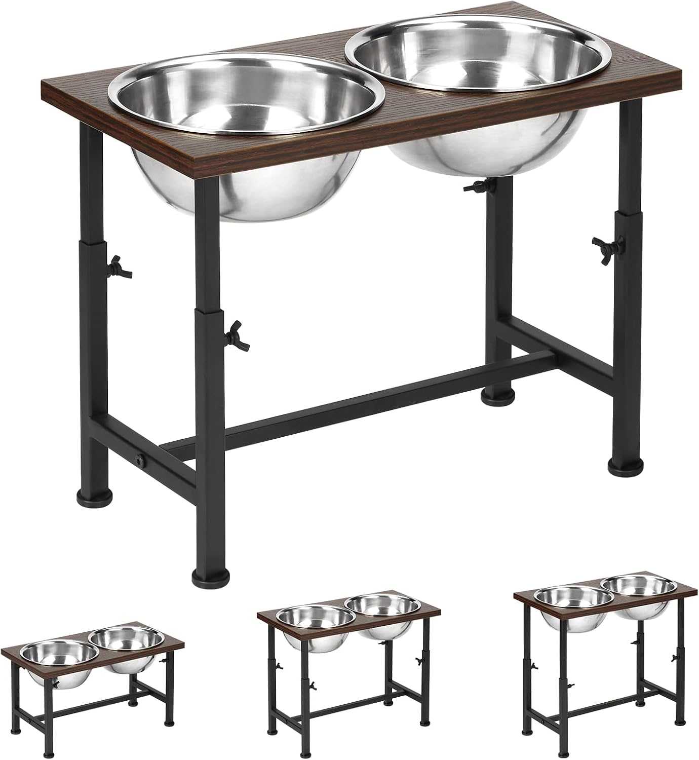 amorus Elevated Dog Bowls, Pet Dog Feeder Adjustable Iron Stand Raised Different Heights 9in to 13in with 2 Removable Reusable Stainless…