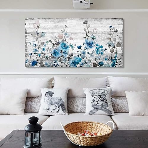 Miniatura 24 de Sxurmtiie Lienzo decorativo para pared, arte abstracto, fantasía azul, grafiti colorido sobre fondo blanco, 32 x 48 pulgadas, arte moderno