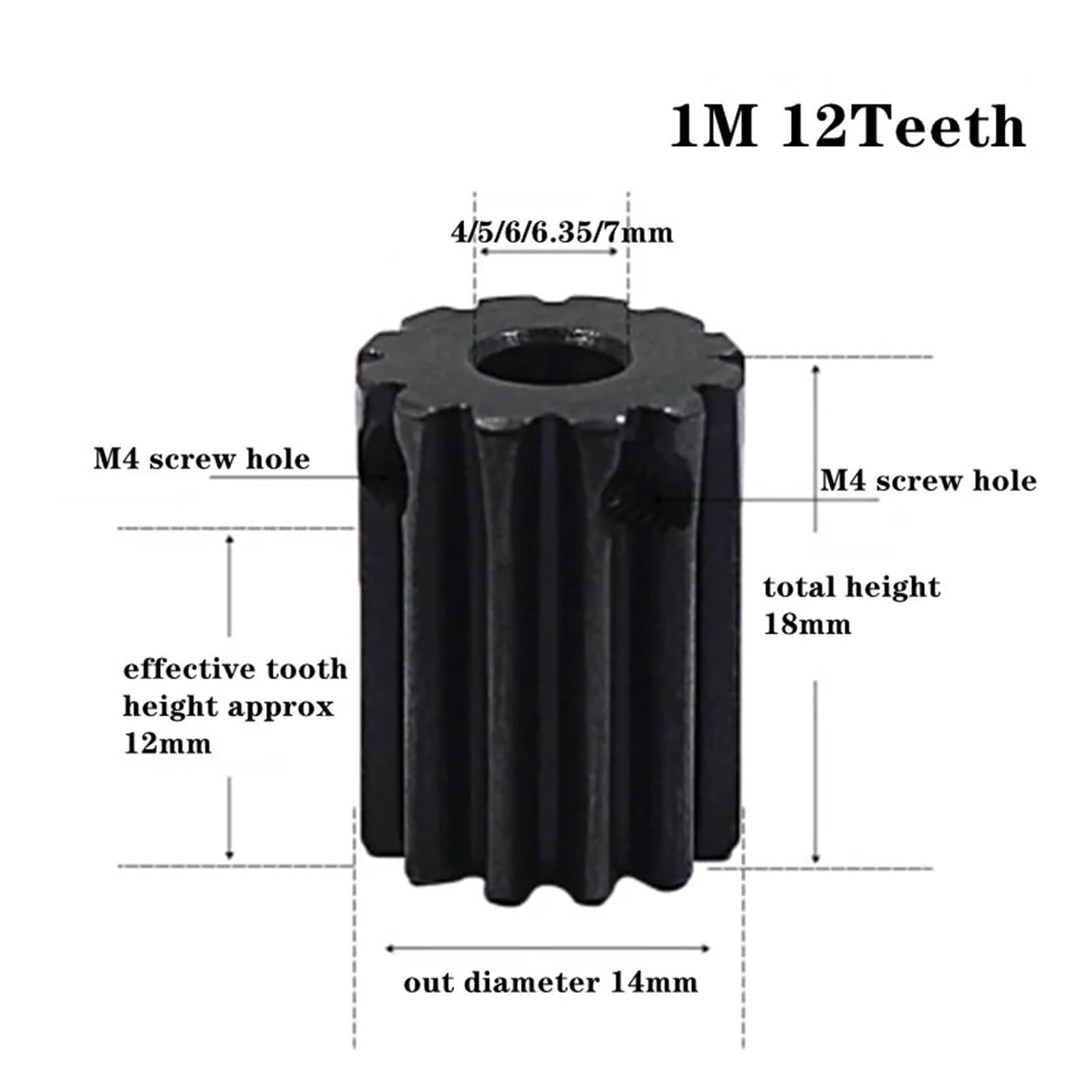 Bevel Gear Pinion Hardware Mechanical Mod 1 Pinion Gears 1M 10T 11T 12T 13T Bore 4 5 6mm 45# Steel Spur Gear Transmission Accessories Motor Parts(5mm-12 Teeth)