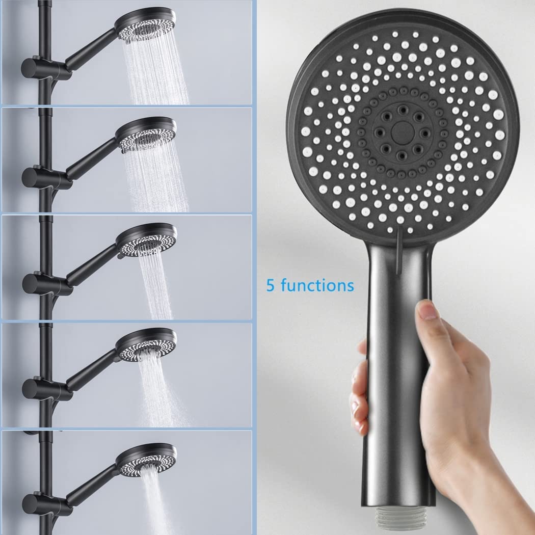 Set Doccia con Rubinetto e Display Digitale a LED, Montaggio a Parete, soffione da 10 Pollici, doccetta, soffione Bidet, Spazzolato