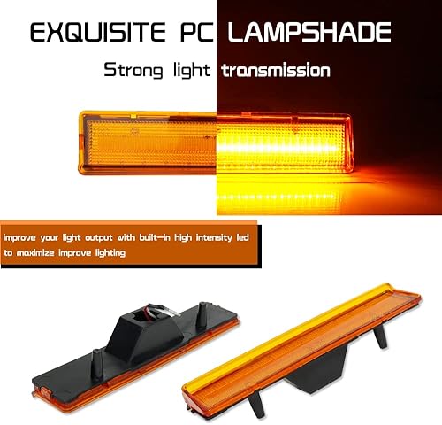 Miniatura 2 de Para 1980 1981 1982 1983 1984 1985 1986 Ford BRONCO F-150 F-250 F-350 Luces de marcador laterales de parachoques delantero lente ámbar LED Luces LED