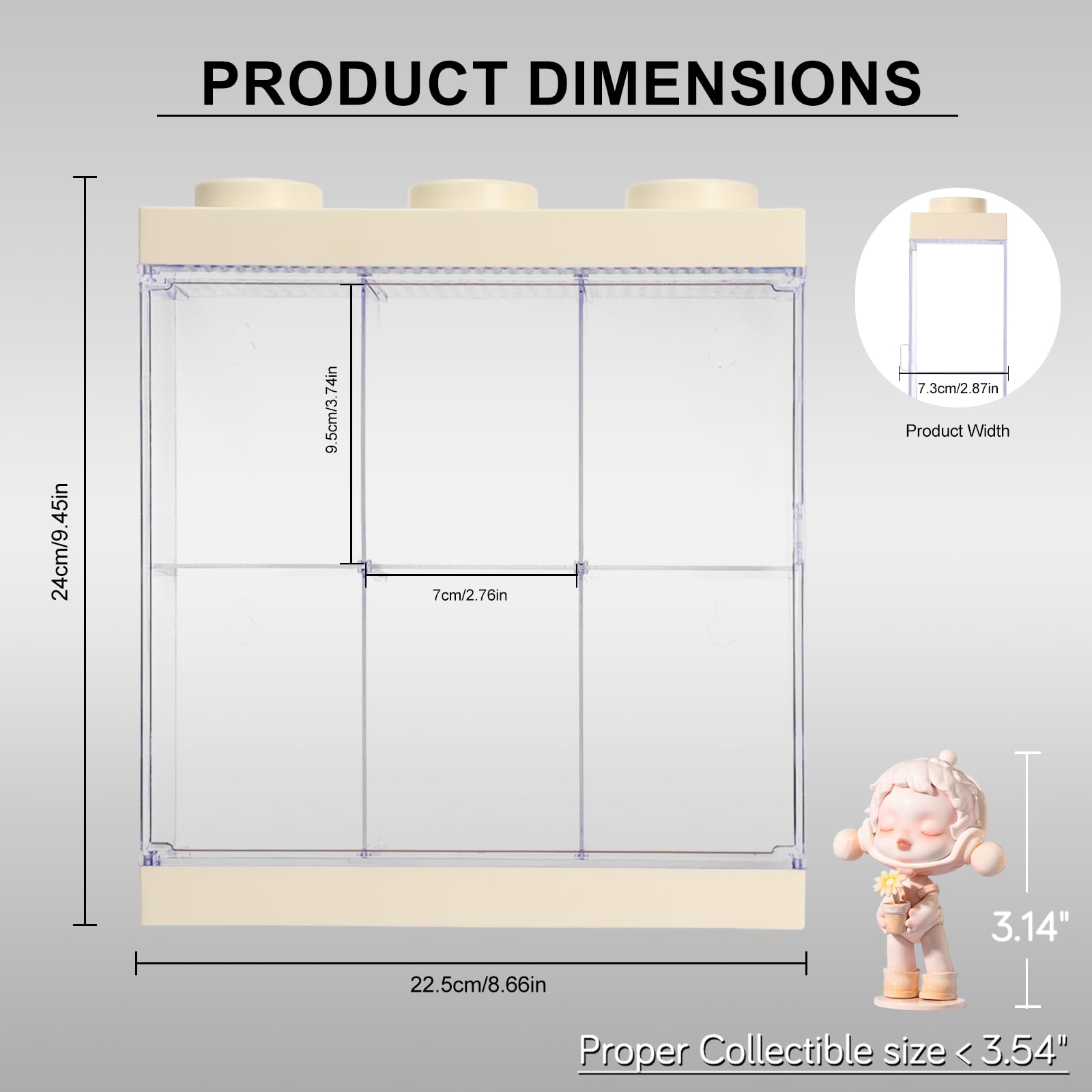 Vitrine transparente avec lumière pour objets de collection, boîtes en acrylique transparent pour figurines, poupées, trophées Gundam, boîte de rangement anti-poussière (blanc, 6 grilles avec lumière)