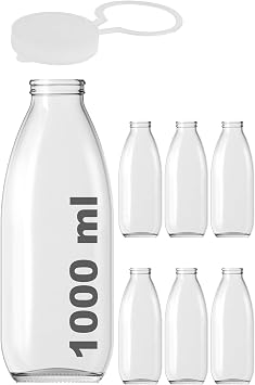 1000 ml  effaf S rahi S t, Ayran, Su, Limonata, Me rubat  i esi 1000 Cc Ask l  Kapakl  Cam  i e 6 Adet 6,  effaf Ask l  Kapak, 1000