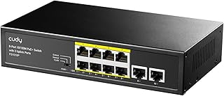 Cudy 8 Port PoE+ Switch with 2 Uplink Ports 120W, 8 10/100Mbps PoE+@120W, Extend/VLAN Mode, 802.3af, 802.3at Standard, Fanless, Watchdog, Plug and Play FS1010P