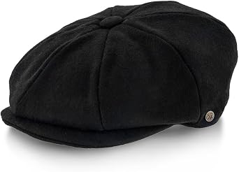 Wool Blend 8 Panel Newsboy Cap 1920s Vintage Style, Quilted Lining, Double Snap Brim & Grosgrain Sweatband