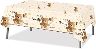umoni We Can Bearly Wait Tablecloth 2PCS Teddy Bear Baby Shower Decorations Brown Bearly Wait Party Table Covers Bear Table Decor for Bear Theme Baby Shower Supplies