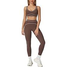 Women 2 Piece Workout U Back Color Block Sports Bra High Waist Tummy Control Active Leggings Yoga Pilates Outfits