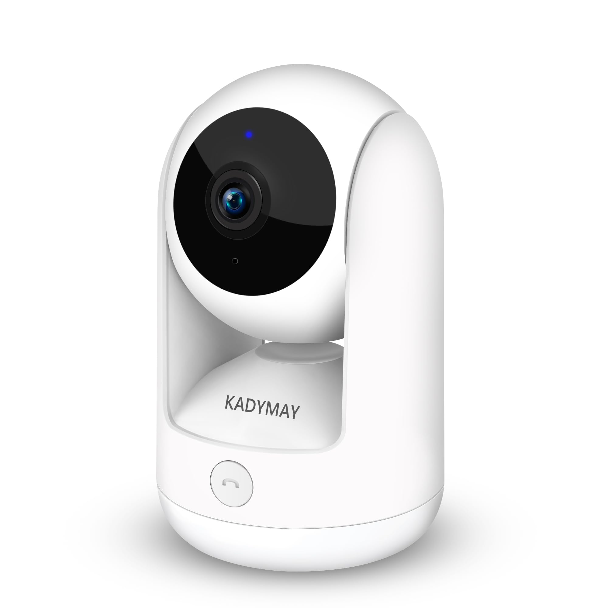 Kadymay Indoor Camera w/ 1-Key-Call, Pet Camera/Dog Cameras w/Motion Tracking, 2K HD Baby Monitor w/Pan/Tilt Rotating, Live Video&Playback with Phone App, WiFi Wireless Cameras for Home Security-White