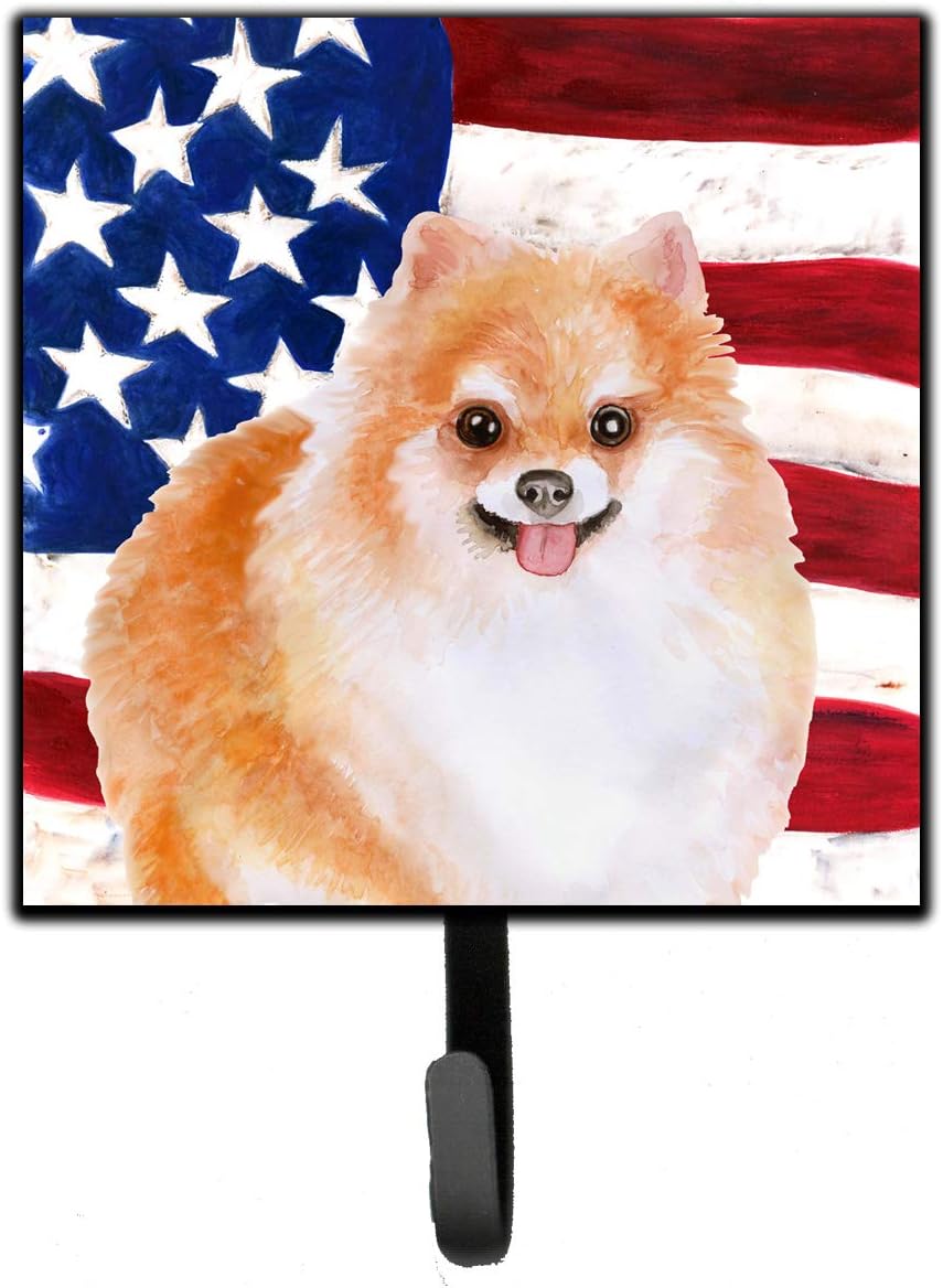 Caroline's Treasures BB9716SH4 Pomeranian #2 Patriotic Wall Hook, Multicolor, Small