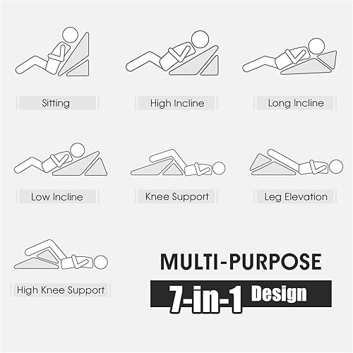 Miniatura 3 de Giantex Almohada de cuña para cama, ajustable de 9 y 12 pulgadas, plegable de espuma viscoelástica, cojín inclinado para piernas y espalda, almohada