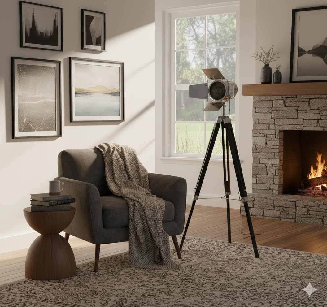 Nautical Replica Hub Black Collectible Searchlight Spotlights Tripod Floor Lamp Screw Tripod Nautical Home Decor And Studio Floor Light