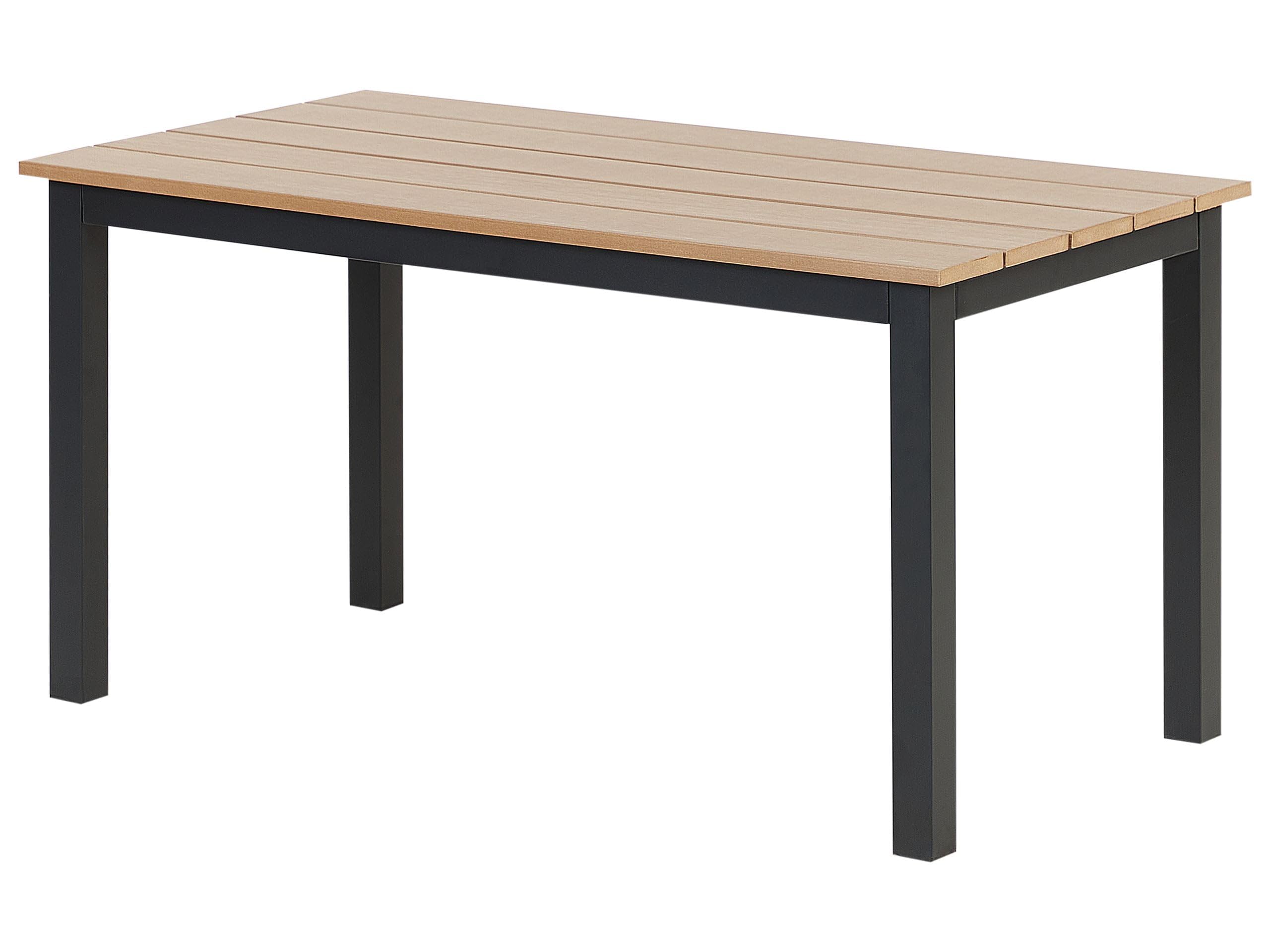 Beliani Mesa de Centro de jardín 96 x 52 cm Exterior Madera plástica Clara y Base Negra Messina