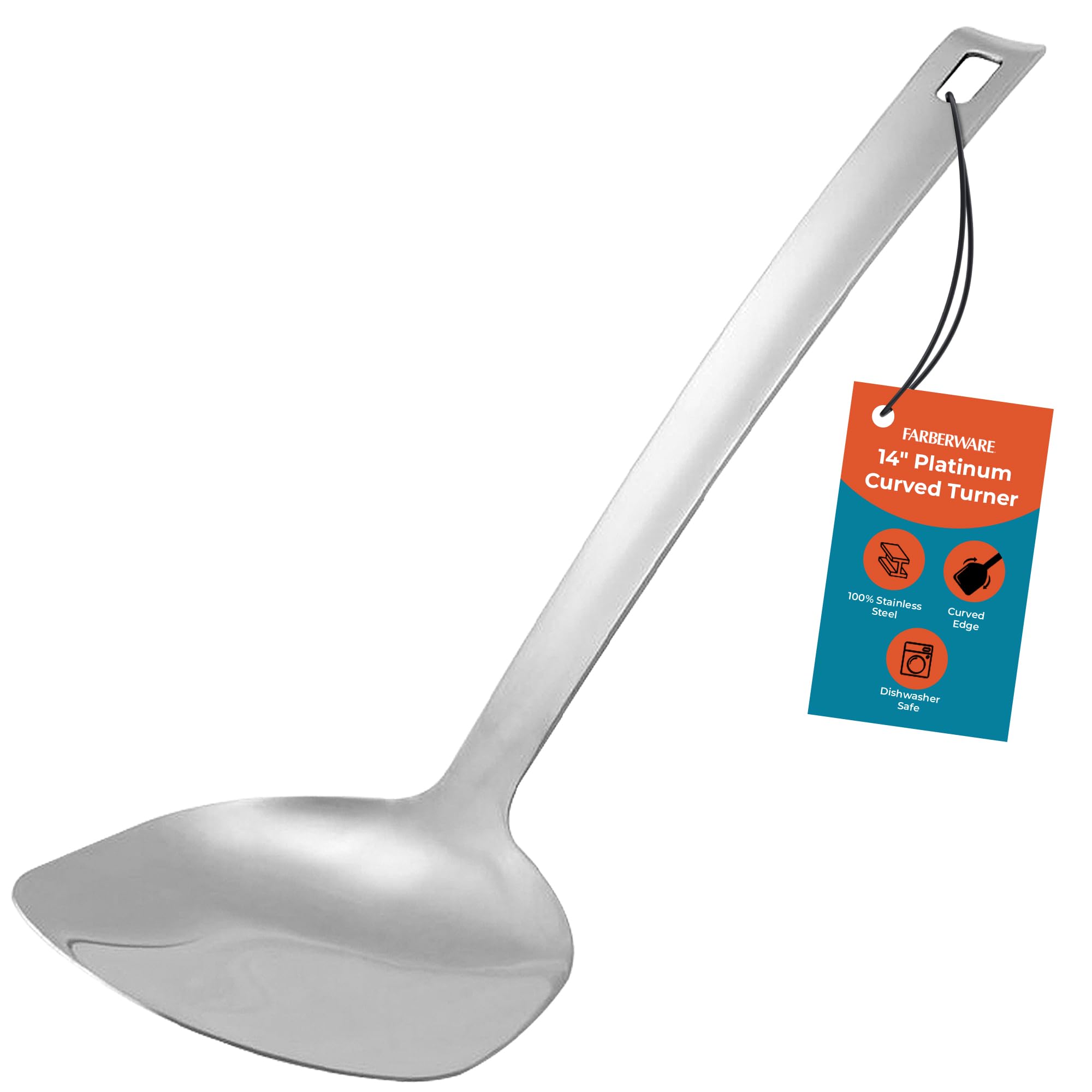 Farberware Platine - Spatule incurvée Farberware Platinum, 14" en acier inoxydable - Argent
