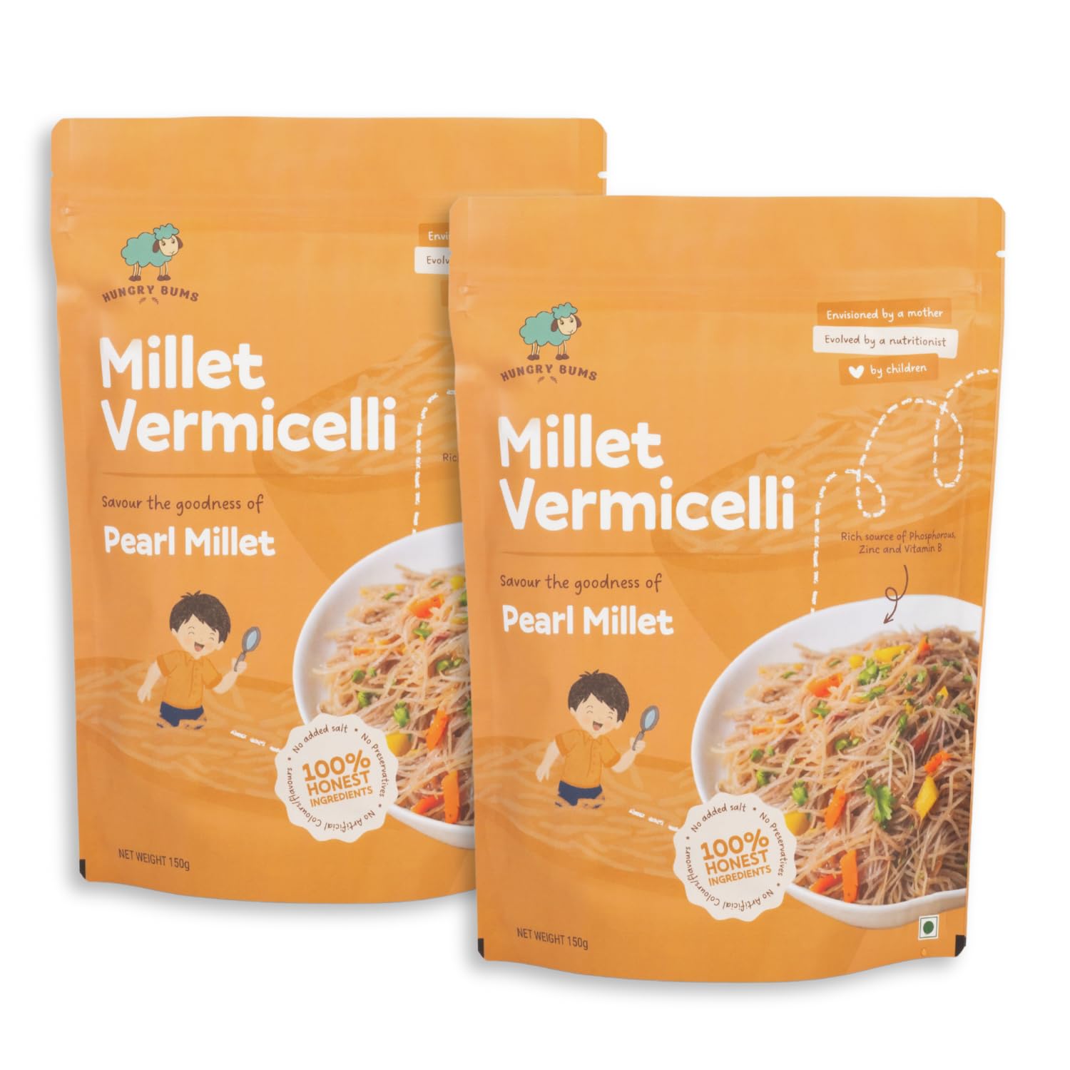 Hungry Bums Pearl Millet Vermicelli - Pack of 2 (150gm each) | Non-Fried Vegan Semiya | High in Fibre, Iron and Protein | No Maida Semiya | No MSG, No Preservatives-image-20