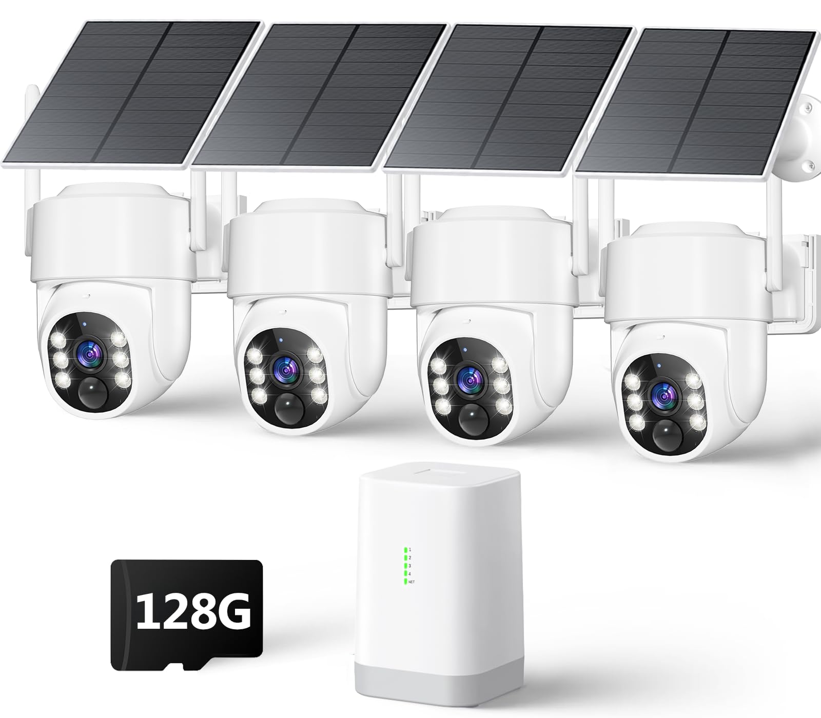 Vivideye 4MP Security Cameras Wireless Outdoor, No Subscription, 128GB Local Storage, 4-Cam Kit