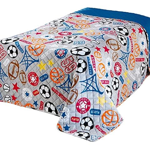 Delindo Lifestyle® Kinderzimmer Tagesdecke Bettüberwurf Sports, für Kinder Einzelbett, für Mädchen und Jungen, 170x210 cm Cover