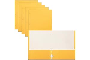 Better Office Products Two Pocket Portfolio Folders, 50 Pack Yellow Folio