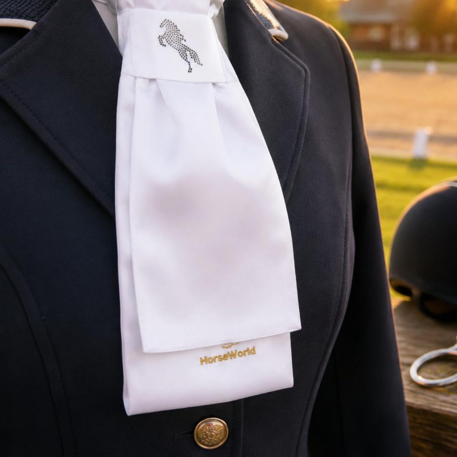 Krawatte Reitzubehör Reitkrawatte Turnierkrawatte Halstuch mit Pferdemotiv aus Polyester für Polierten Look Und Festliche Reitausstattung für