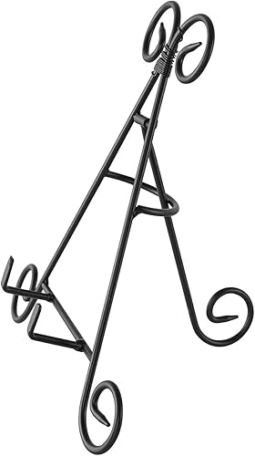 Miniatura 2 de Super Z Outlet Soporte de exhibición ajustable con diseño de curva de hierro negro alto para álbumes de fotos, decoración del hogar, platos de