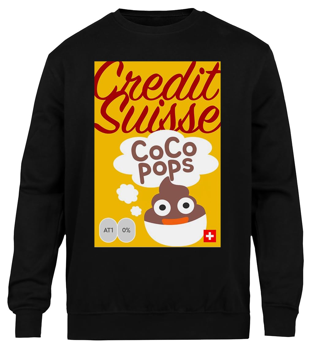 Credit Suisse Coco Pops Unisex Czarny Sweter Ekologiczny Unisex Black Sweatshirt Eco-Friendly Crewneck