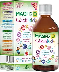 Magfix Cálcio Kids 240ml - Cálcio, Zinco e vitaminas D3, B6, B12, e C para crianças, sabor frutas vermelhas, auxilia na formação e manutenção de ossos e dentes