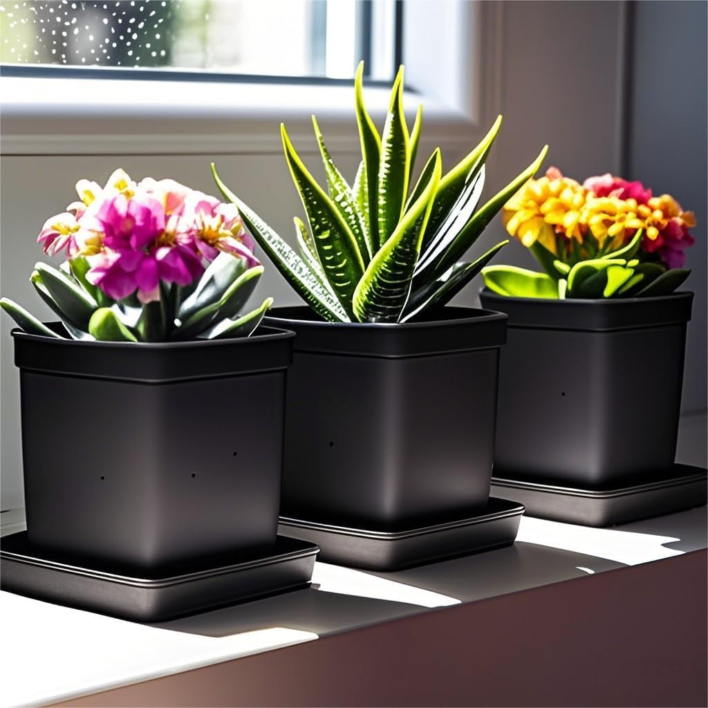 Paquete de 5 platillos cuadrados para plantas de 18 pulgadas