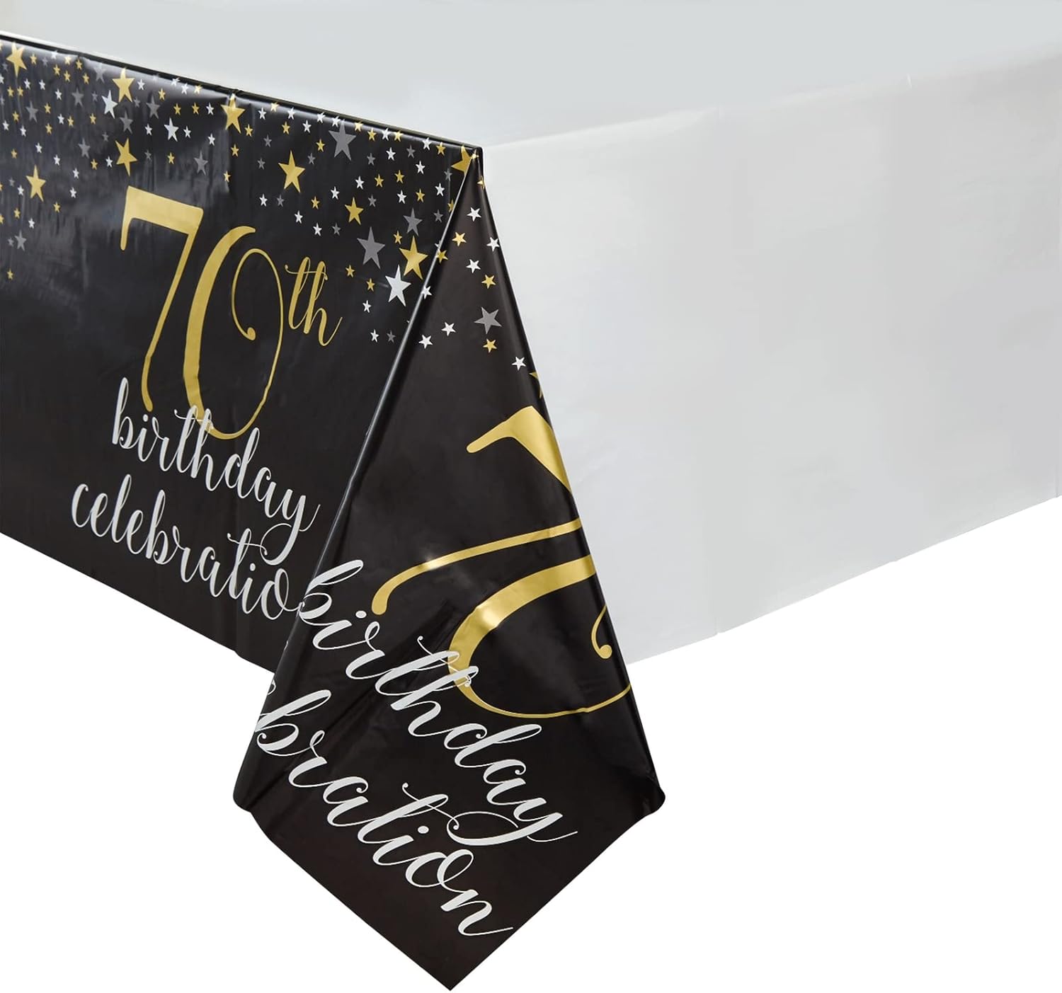 170-Piece 70th Birthday Party Supplies, Serves 24 Black and Gold Plates, Napkins, Cups, Cutlery, Tablecloth and Banner : Home & Kitchen