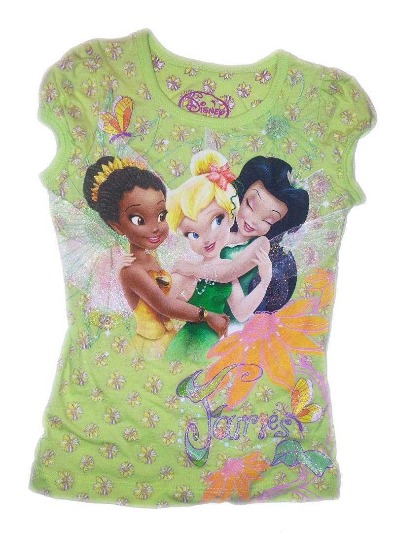 DISNEY FAIRIES - Tinkerbell Kinder T-Shirt mit Glitzer - Gr. 104/110 (US 5)
