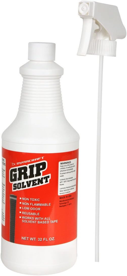 Golf Grip Solvent (Non-Toxic & Non-Flammable) 32 oz Bottle Bundle with Trigger Sprayer, White