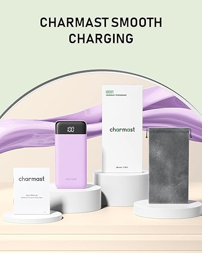 Miniatura 9 de charmast Cargador portátil con cables integrados, banco de energía delgado de 10000 mAh, puerto de entrada y salida USB C de 15 W, cargador externo
