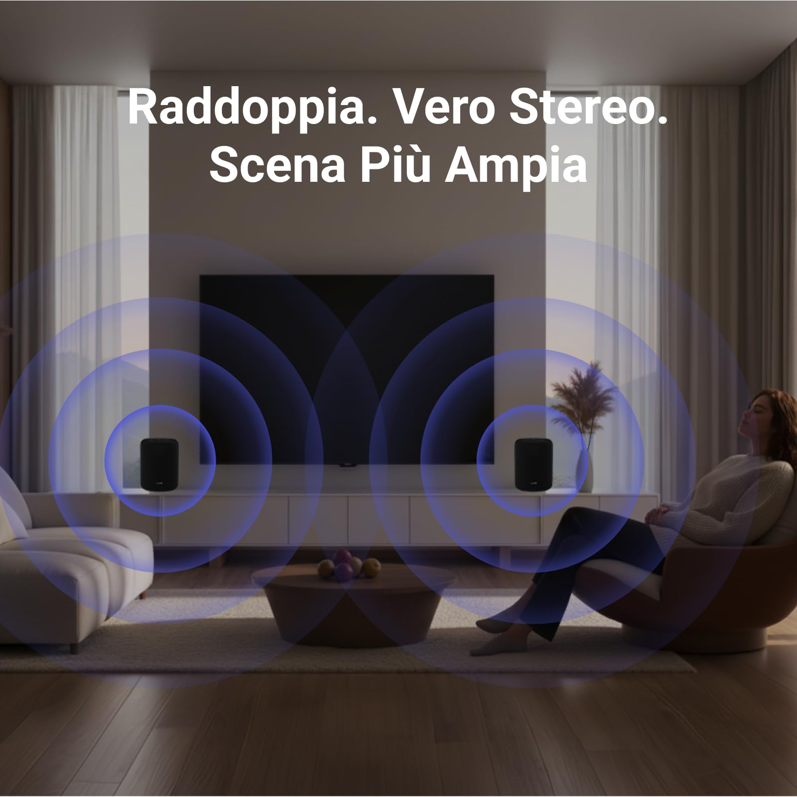 WiiM Sound Lite Smart Speaker, Audio Hi-Res 24-bit/192 kHz, Correzione Ambientale AI RoomFit™, 100W di Picco, Wi-Fi 6E/Bluetooth 5.3, Multi-Room e Stereo Pairing, Nero