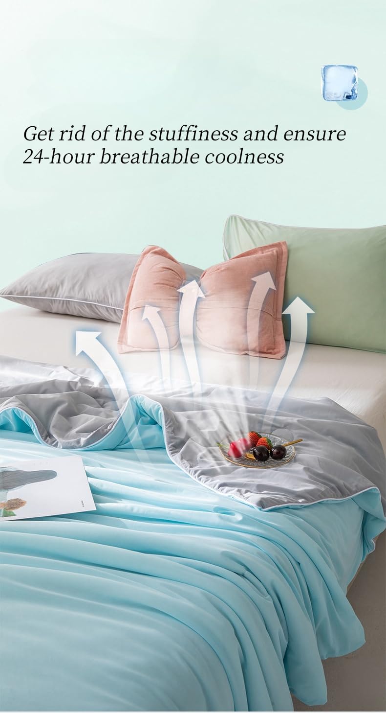 Generico Coperta Estiva per Sudorazione Notturna, baldacchino rinfrescante, Morbida e Traspirante, Design Double-Face, rinfrescante per L'Estate, Ideale per Divano, casa e Ufficio, Viola, 200 x 230 c