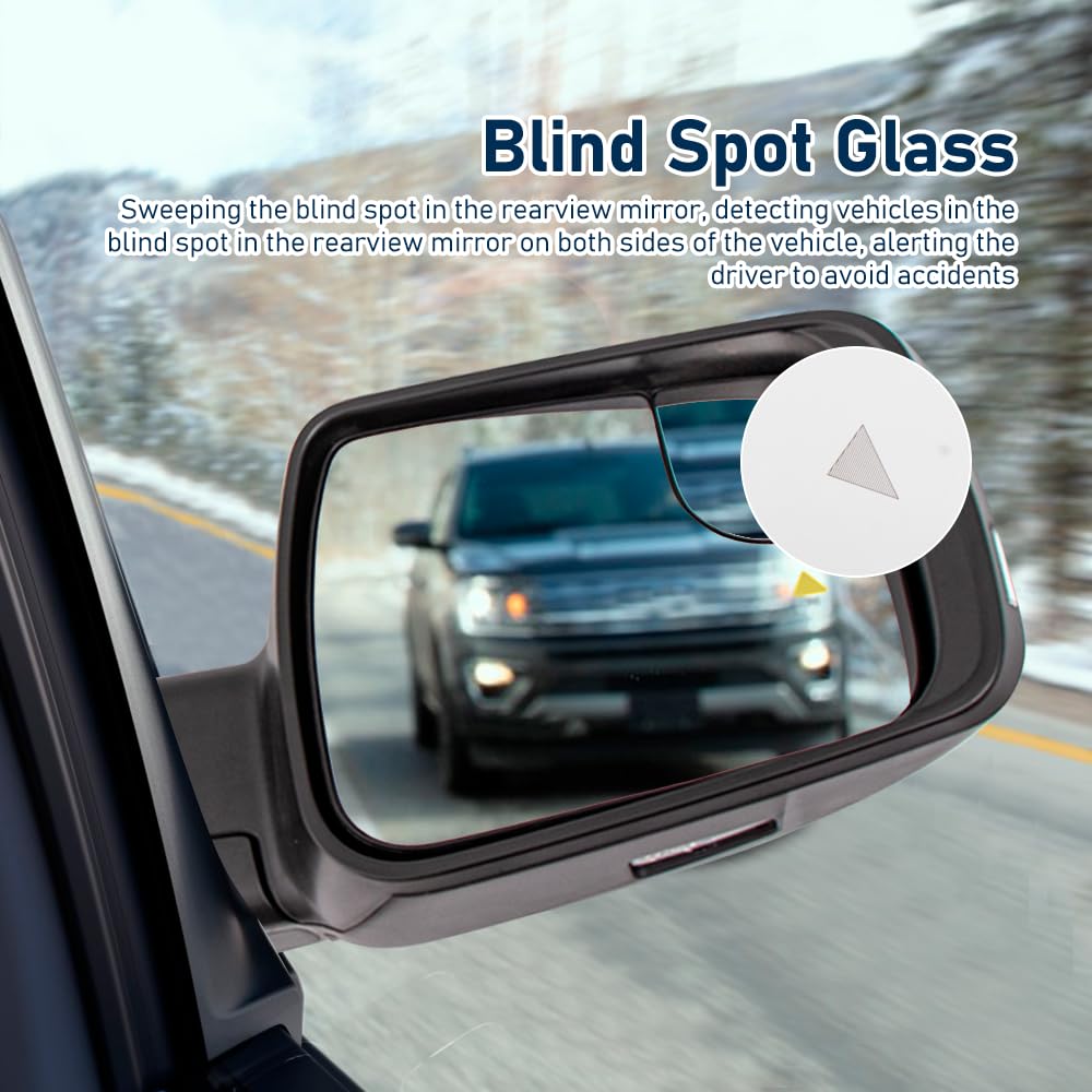 For Dodge Ram 2018-2021 Door Mirror Assembly with Chrome Cover Power Heated Power Folding with Memory Turn Signal Light Puddle Light Blind Spot Glass and Temp Sensor 19 Pins Left Driver Side