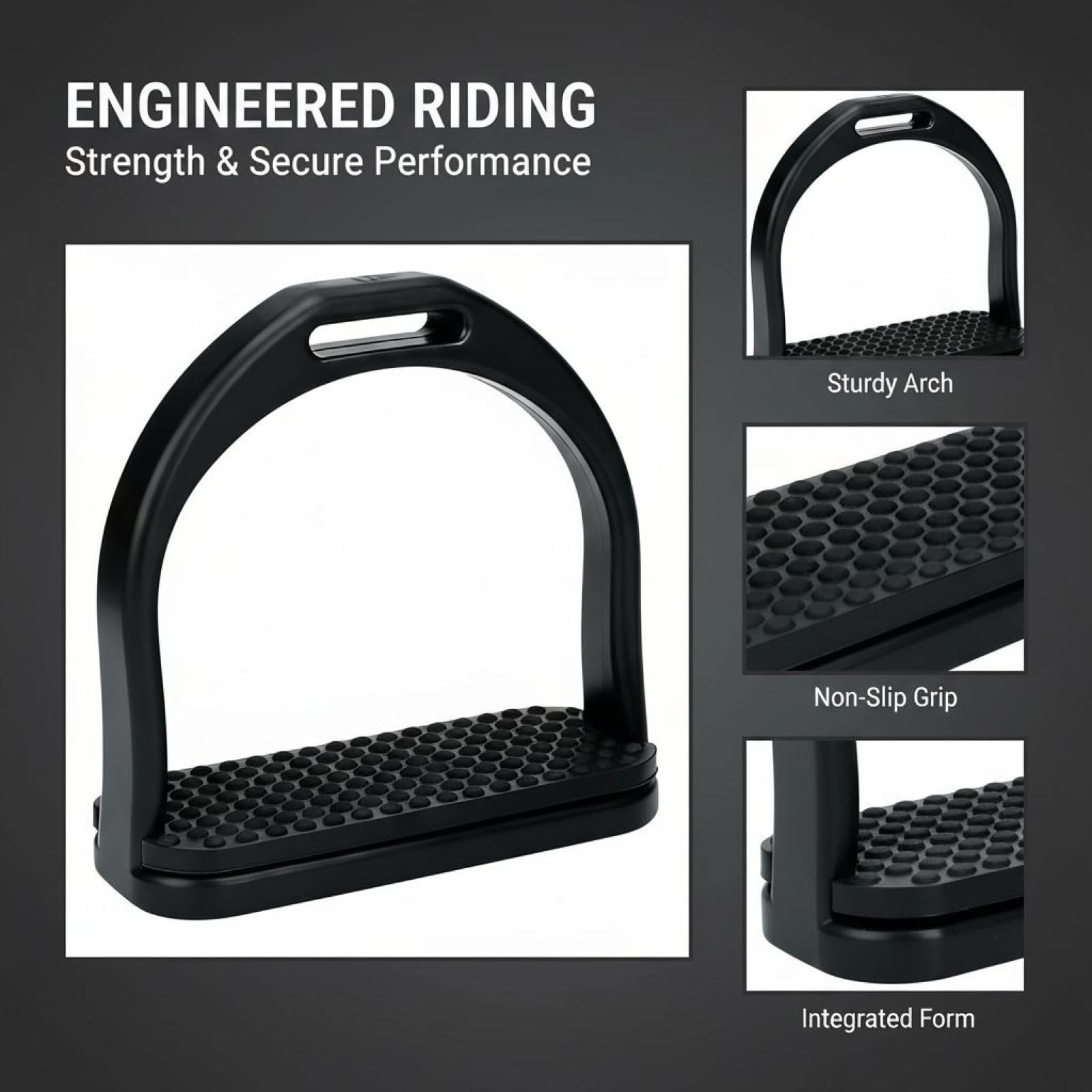 Staffe equestri, nere con cuscinetto in gomma antiscivolo, 13 x 20 x 17 cm, design leggero, adatte per selle inglesi, migliorano la sicurezza