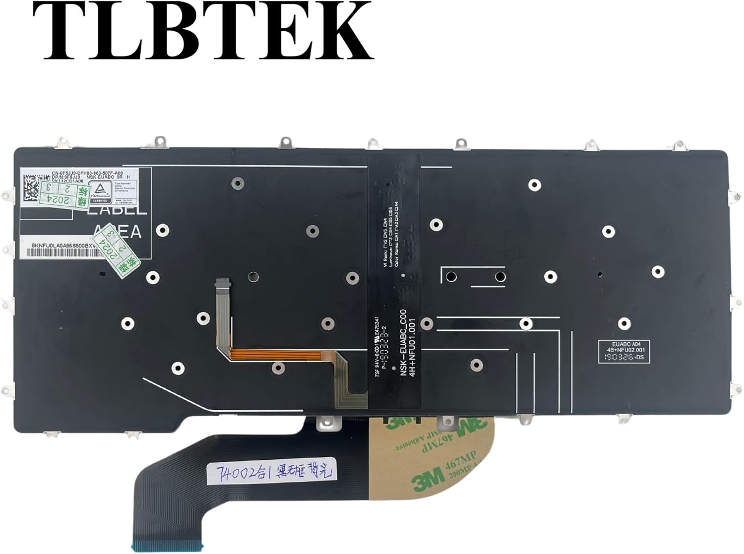 TLBTEK Backlight Keyboard Replacement Compatible with Dell Latitude 7400 2-in-1 Series Laptop