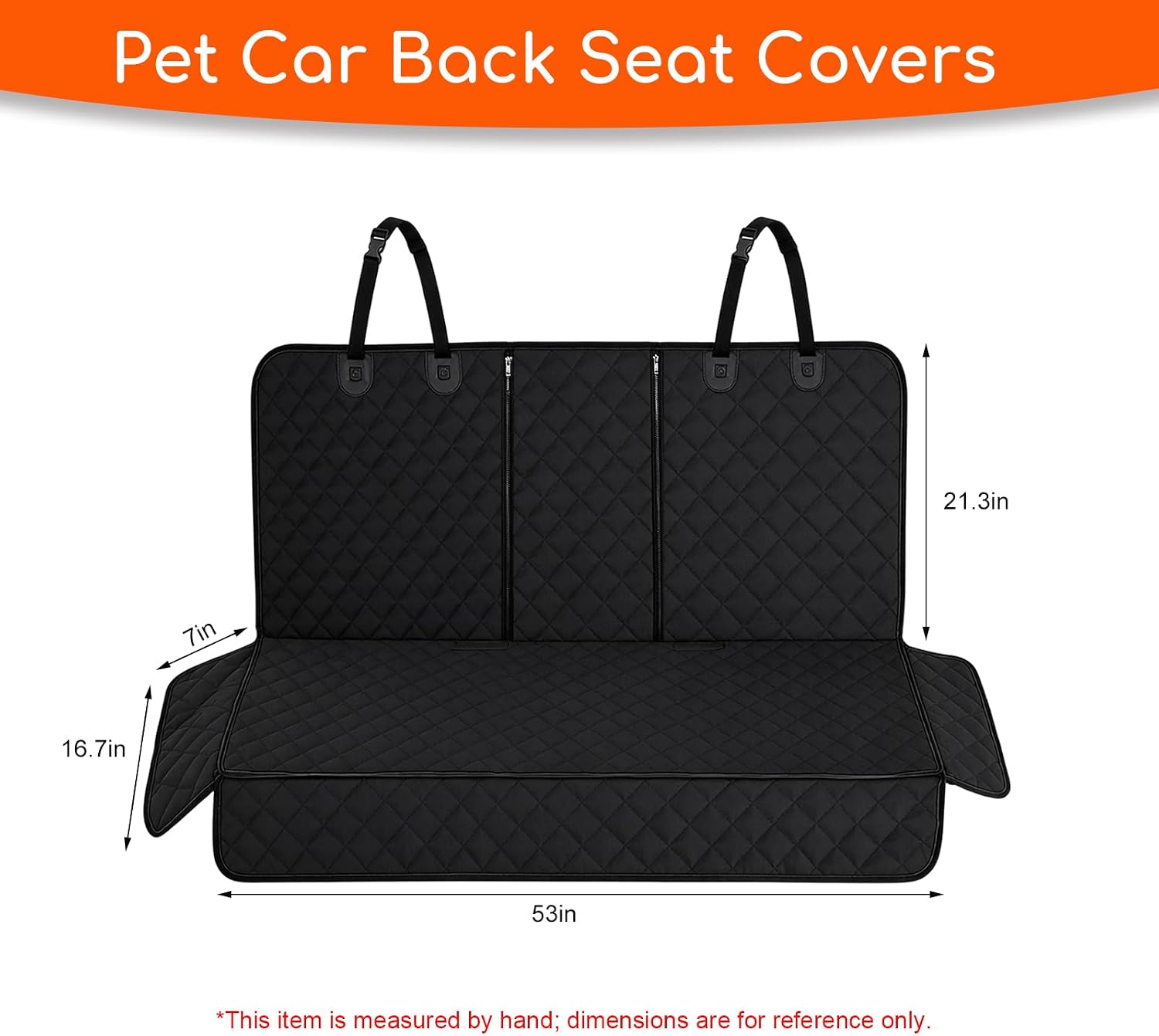 Car Back Seat Cover, Waterproof Non-Slip Pet Rear Seat Protector with Side Flaps, Scratchproof Oxford Cloth Pet Bench Backseat Cover for Most Vehicles, Car Accessories (Black) image 2