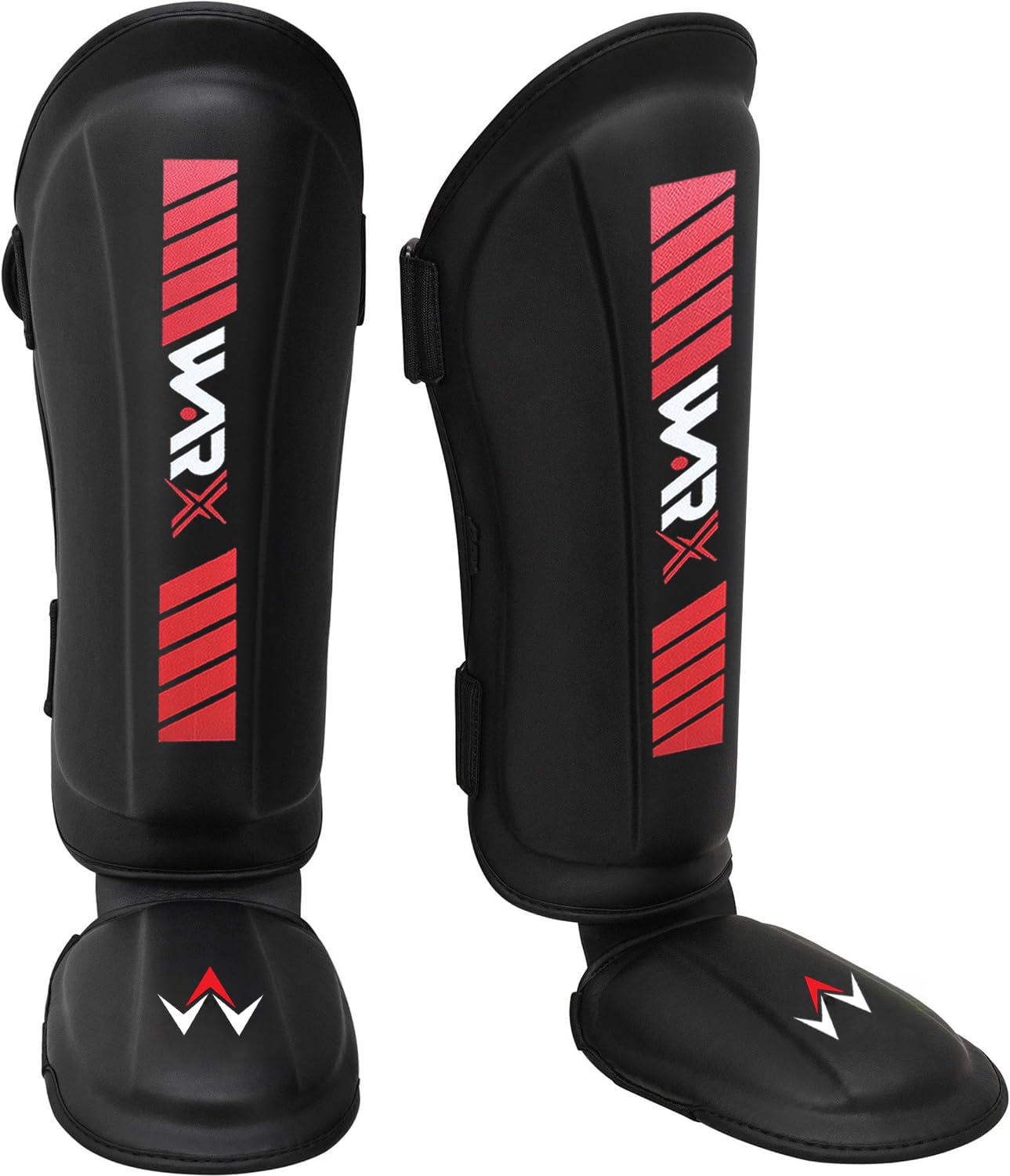 WARX Black Shin Instep Guards Kickboxing Muay Thai MMA Training Pads Foam Protection Leg Foot Protector for Martial Arts Sparring Boxing Gear (XL)