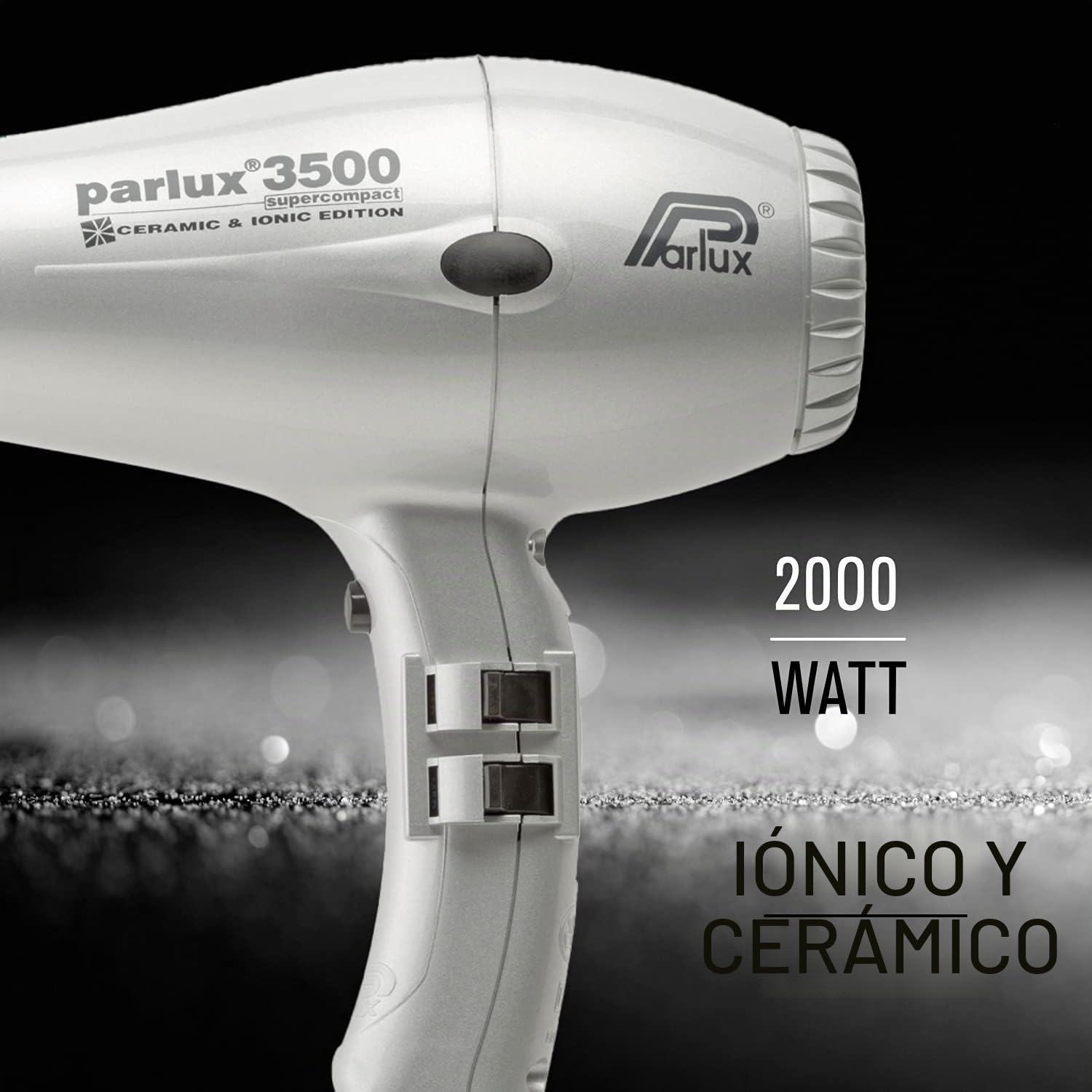 Parlux 3500 Super Compact Secador de pelo de cerámica con iones, 2000 W, Plateado