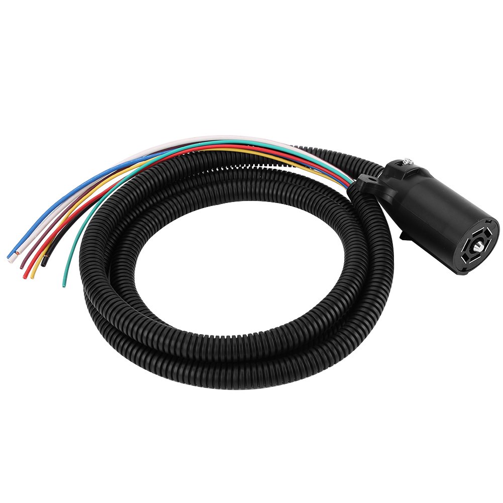 7 Way Trailer Plug Cable Cord 7 Trailer Wiring Harness Kit Weatherproof and Resistant Blade Molded Connector for RV Towbar Towing 2 Meter