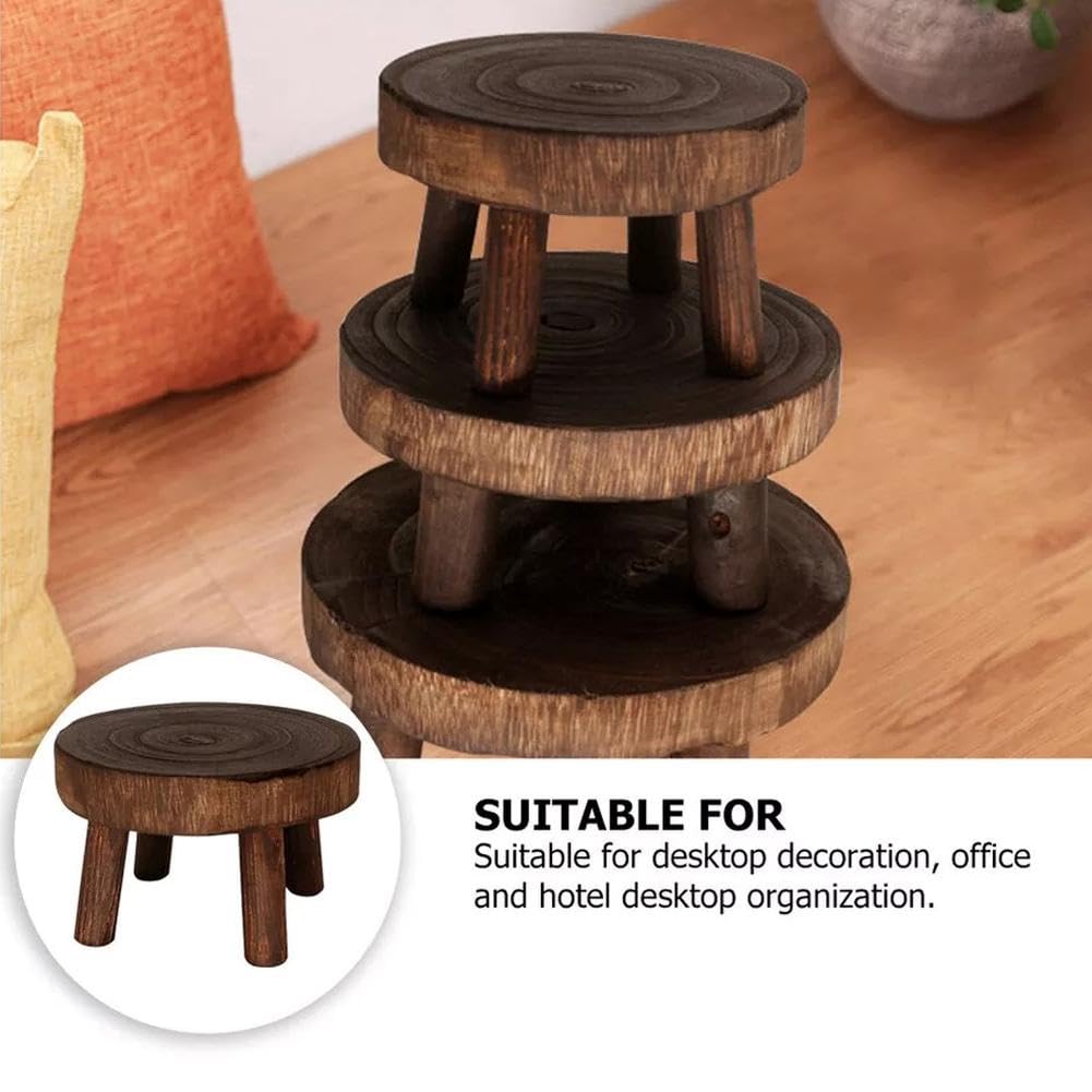 Supporto per piante in legno rotondo decorativo rustico con piedistallo