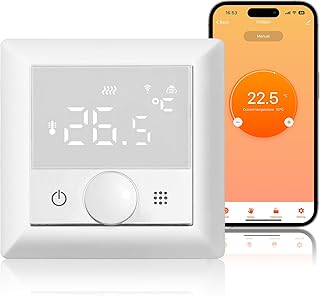 KETOTEK Thermostat Connecté, Programmable Thermostat Chauffage électrique 16A, Thermostats d'ambiance WiFi Compatible avec Alexa, Commande Vocale et App Télécommande