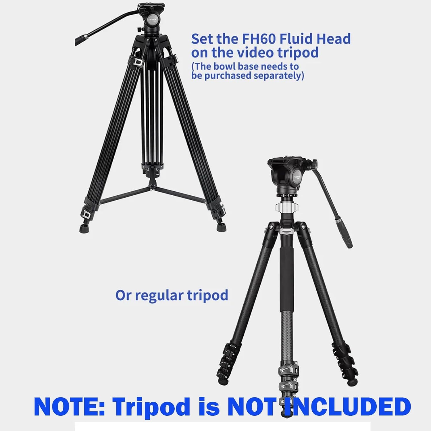 YC Onion FH60 60mm Fluid Head for Tripods for Pineta Pro Monopod, for Microfilm, Wedding, Event/Conference Shooting