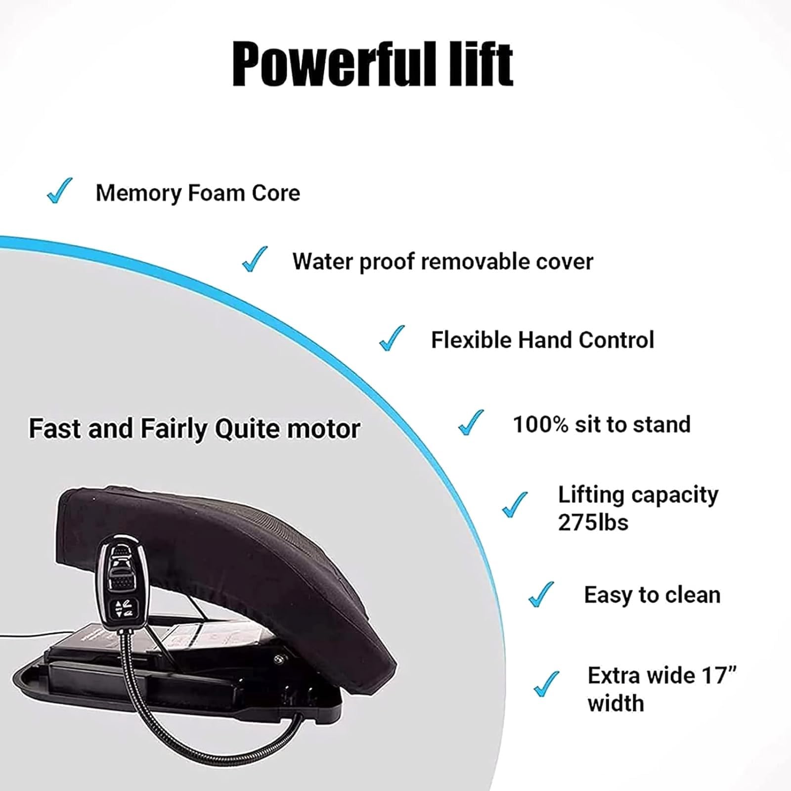 Coussin Releveur Coussin d'assistance de Levage Siège relevable électrique Siège électrique Moteur Puissant pour Les appareils de Chaise Debout Supporte jusqu'à 300 LB