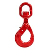 Kivomot Drop Forged Steel Swivel Self-Locking Hook,Heavy Duty Swivel Safety Hook,7165LB,Forged Steel,Large Swivel Eyes 3/8