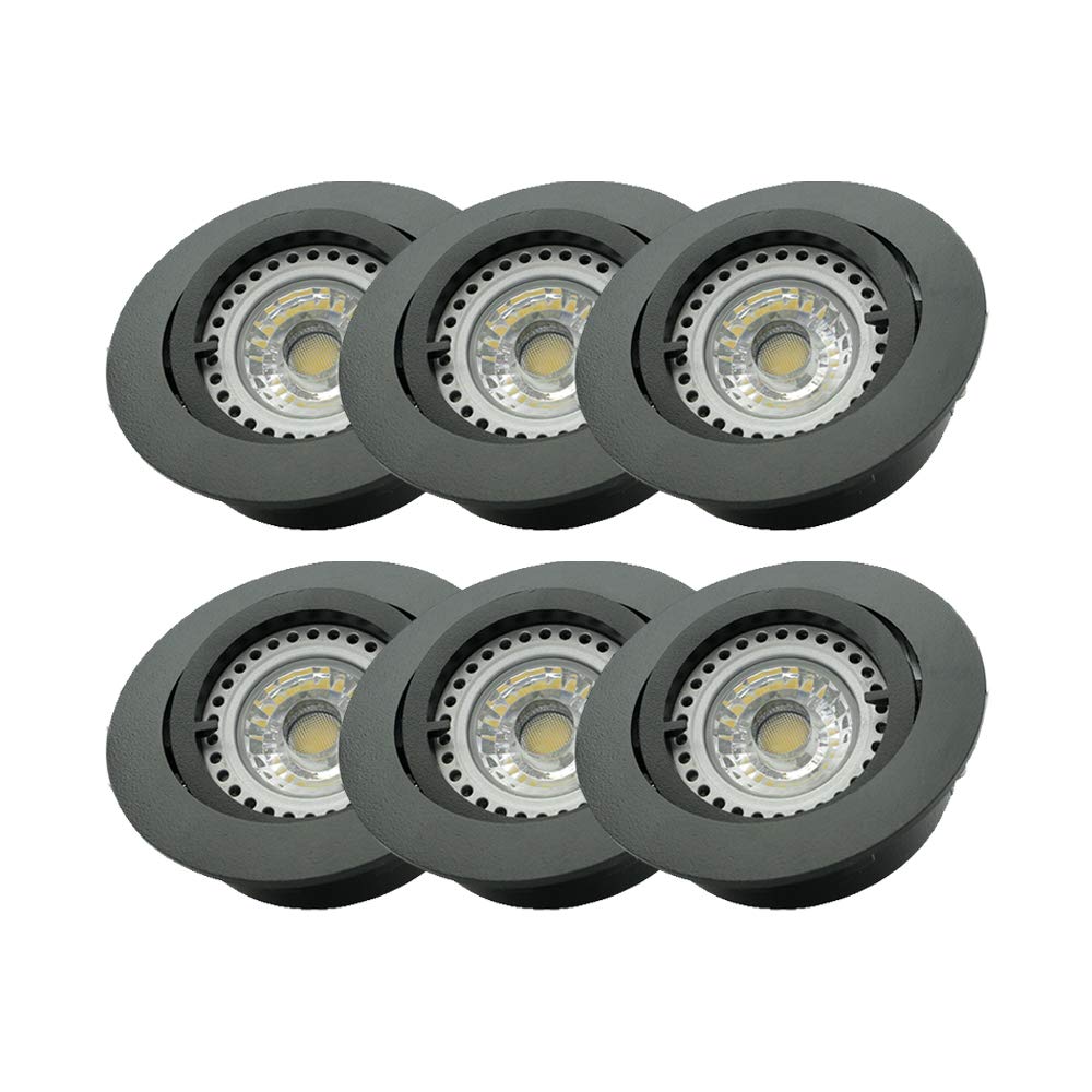 LED Einbaustrahler Samila rund 6er Set 230V GU10 Aluminium 3000K Warmweiß schwenkbar CRI80+ (Schwarz matt, 6er Set)